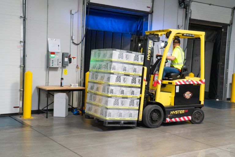 a forklift in a warehouse