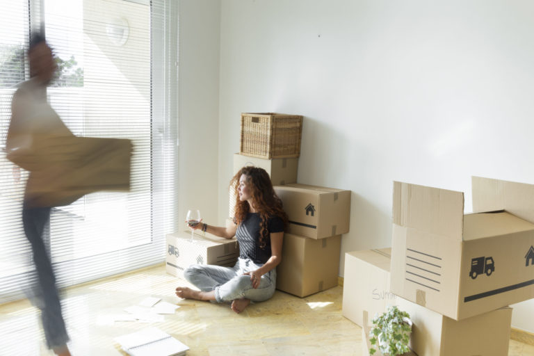 woman with boxes