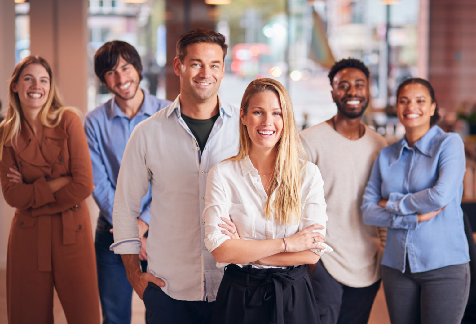 Portrait Of Multi-Cultural Business Team In Modern Multi-Cultural Office