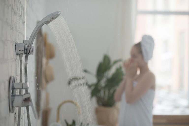 Shower water pouring