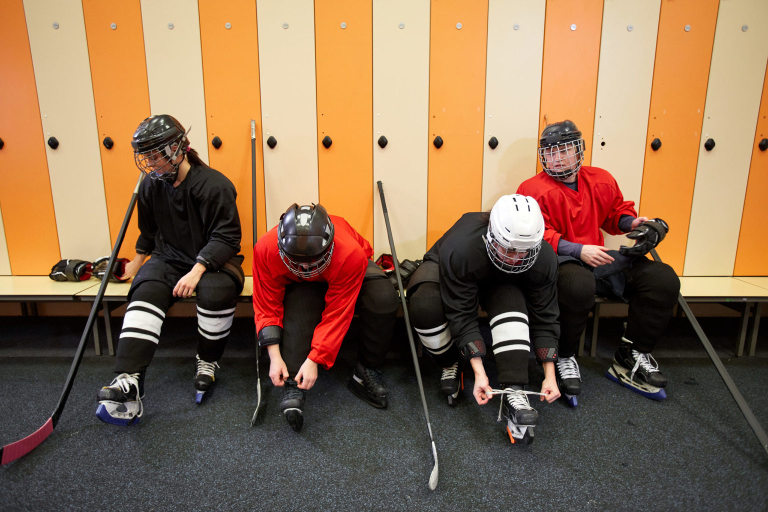 Hockey Team Getting Ready