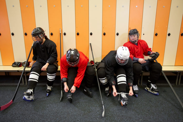 Hockey Team Getting Ready